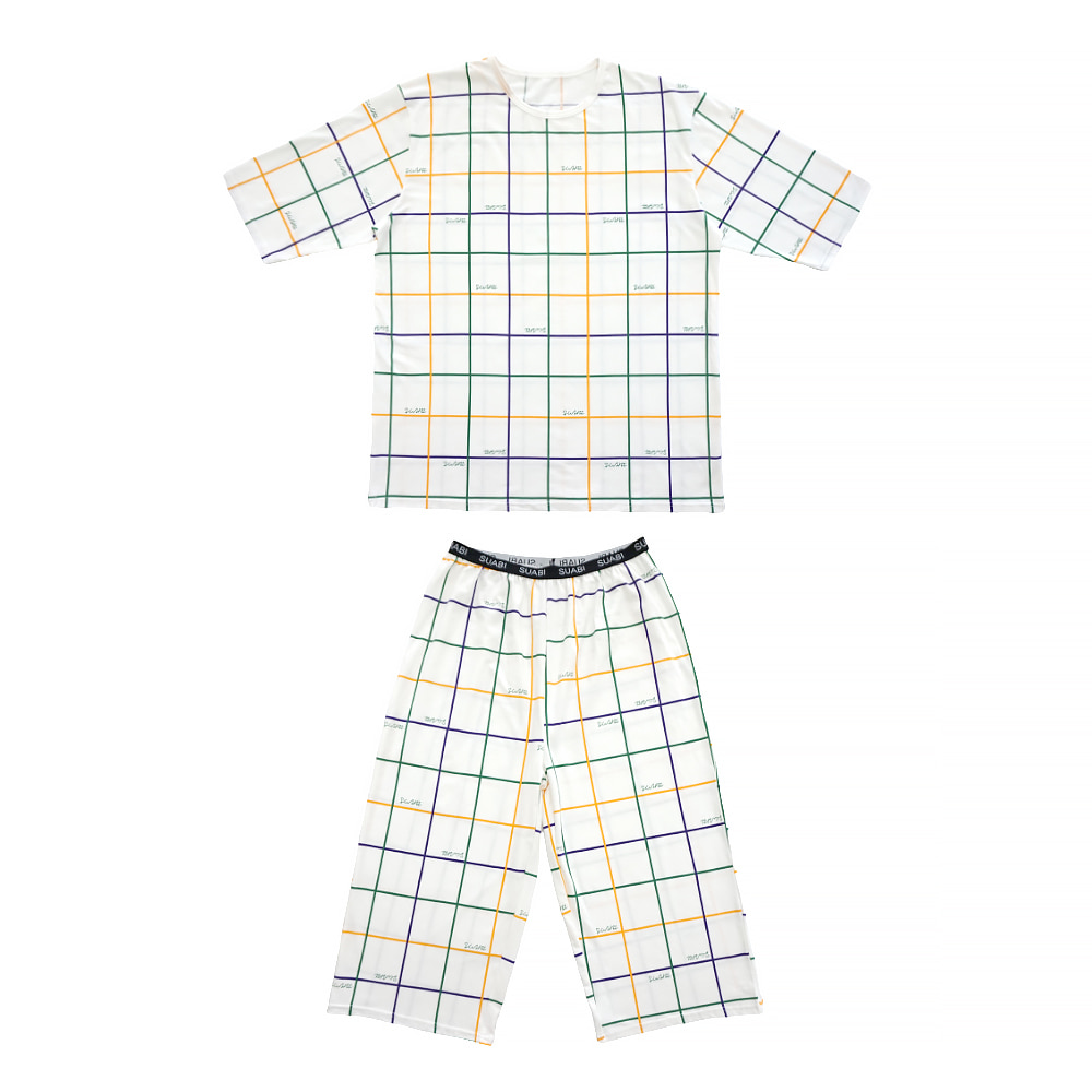 [21fw]Grid White : Capri Pants SET 